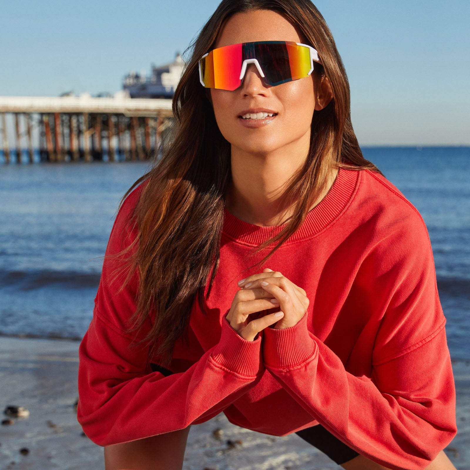 Heat Sunglasses — Matte White + Sunset Mirror Polarized