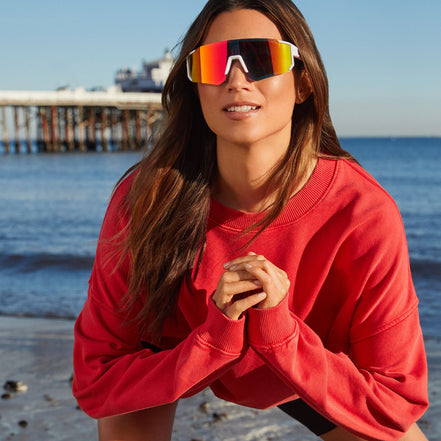 Heat Sunglasses — Matte White + Sunset Mirror Polarized