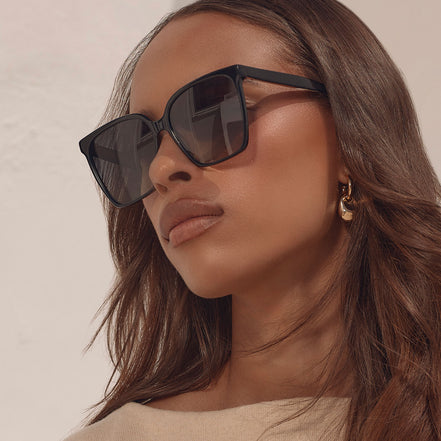 Naomi Sunglasses — Black + Grey Gradient Polarized