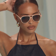 Pia Sunglasses — Nude + Brown Gradient Polarized