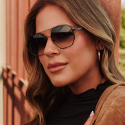 Joelle Sunglasses — Black + Grey Gradient Polarized
