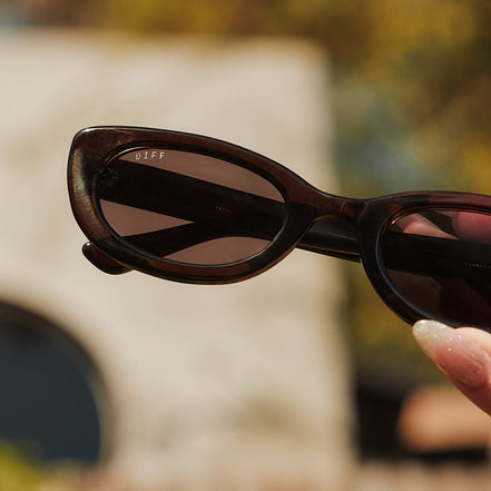 Raya Sunglasses — Chocolate Crystal + Grey Polarized