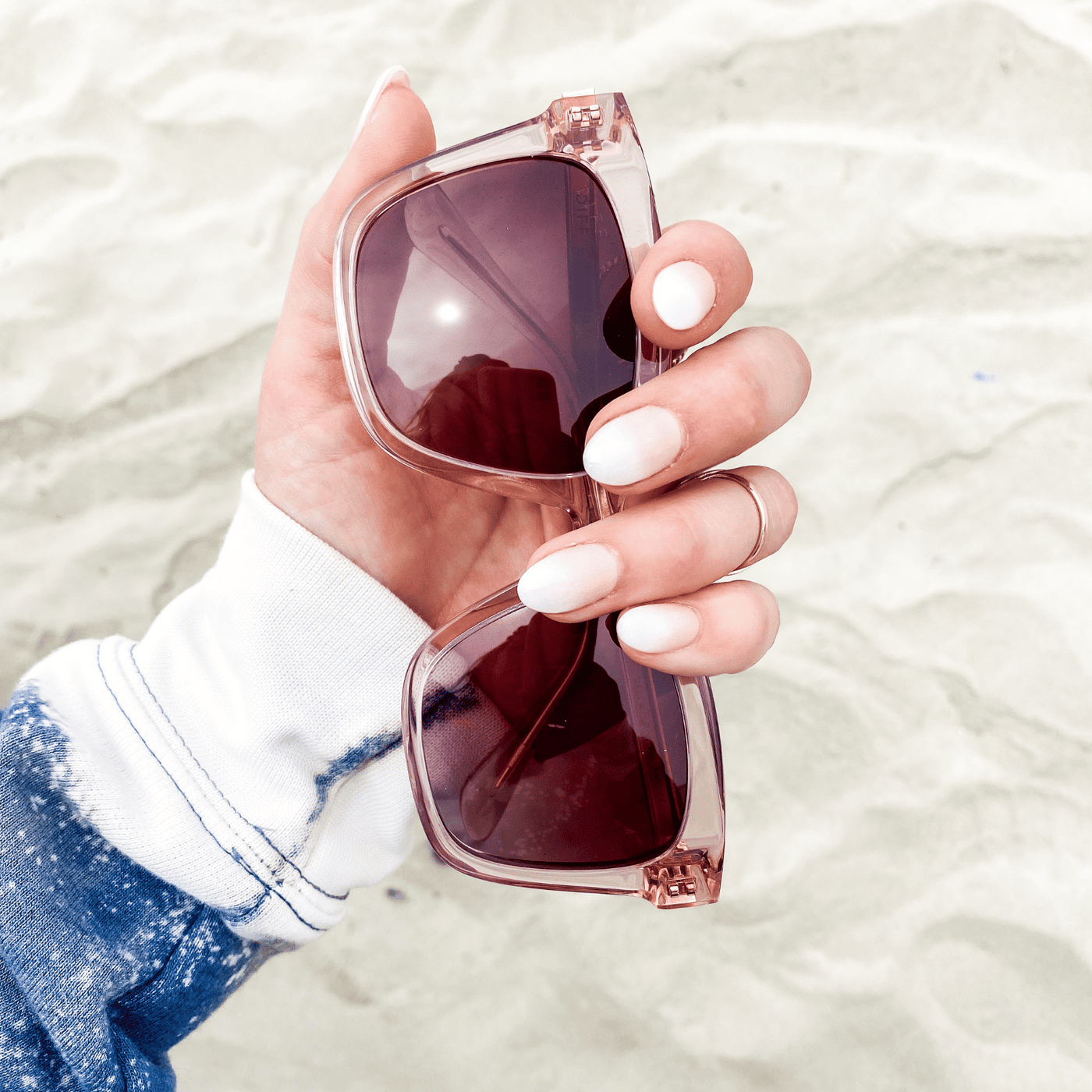 Bella - Light Pink Crystal + Wine Gradient Sunglasses