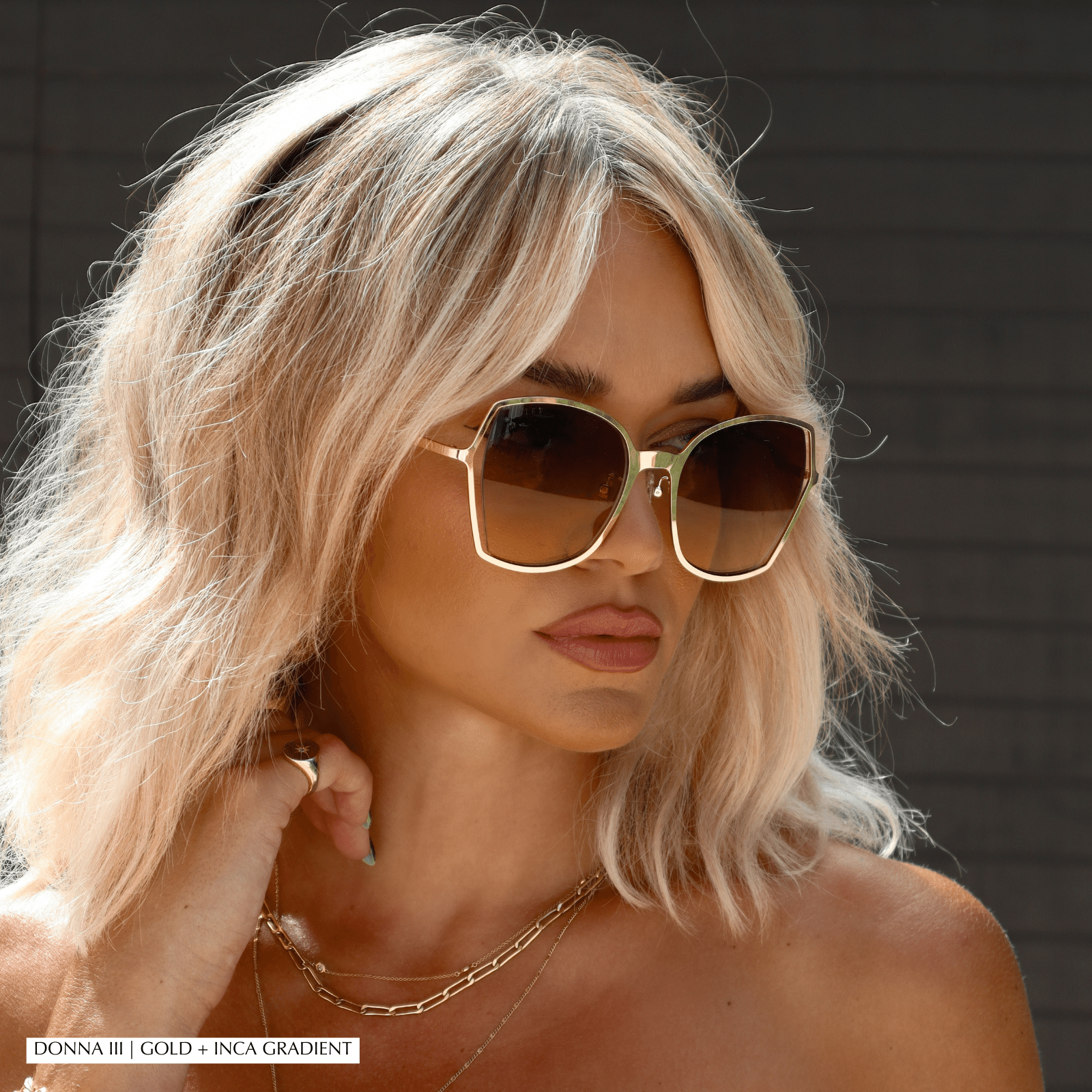 Donna III Sunglasses — Gold + Brown Gradient Polarized