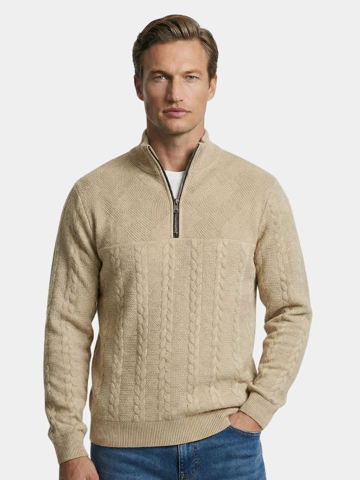 Essential Henley High Collar Quarter Zip Pullover