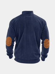 High Collar Quarter Zip Corduroy Pullover
