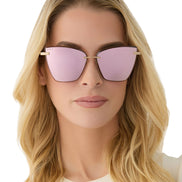 Becky V Sunglasses — Brushed Gold + Cherry Blossom Mirror