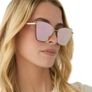 Becky V Sunglasses — Brushed Gold + Cherry Blossom Mirror