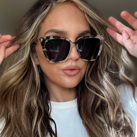 Becky II Sunglasses — Cream Tortoise + Grey Polarized