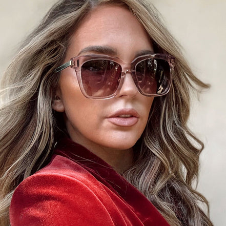 Bella Sunglasses — Light Pink Crystal + Wine Gradient