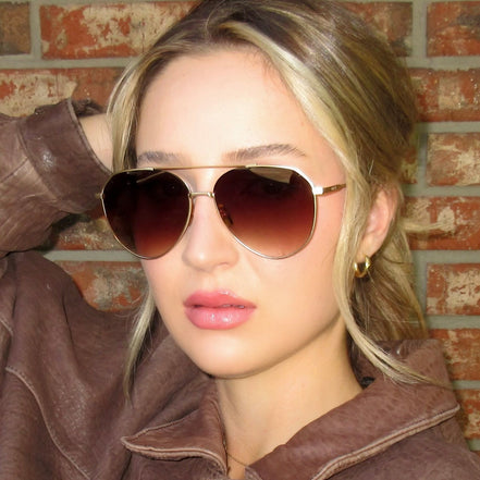 Dash Sunglasses — Brushed Gold + Coffee Gradient