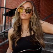 Goldie Sunglasses — Apricot Crystal + Peach Mirror