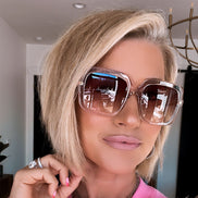 Sandra Sunglasses — Light Pink Crystal + Dusk Gradient