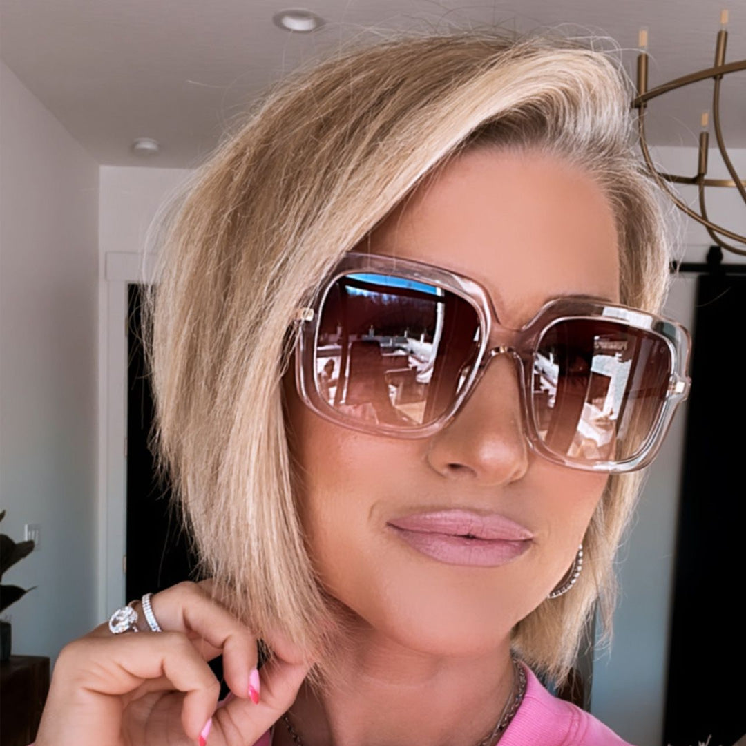 Sandra Sunglasses — Light Pink Crystal + Dusk Gradient