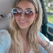 Sandra Sunglasses — Light Pink Crystal + Dusk Gradient