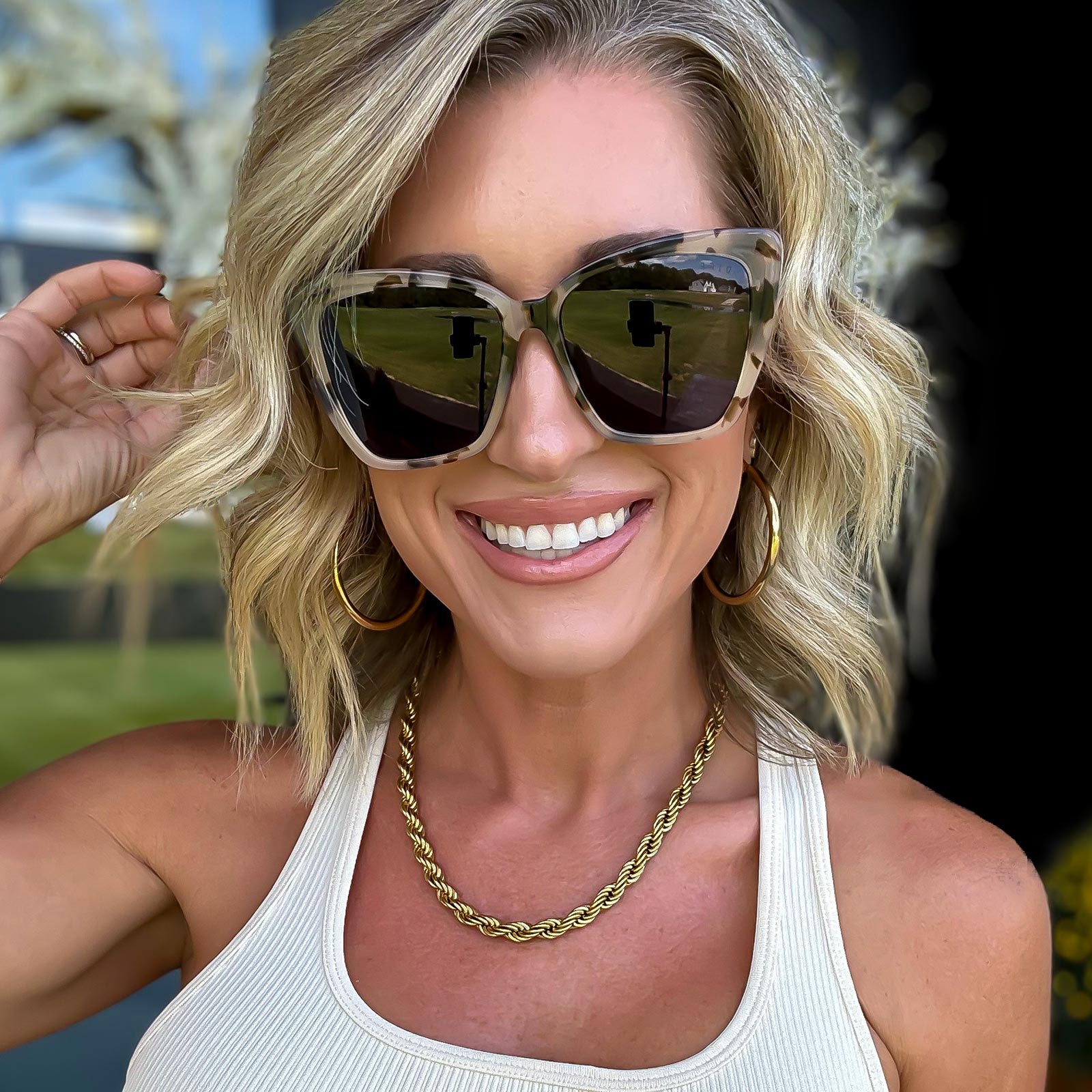 Becky II Sunglasses — Cream Tortoise + Grey Polarized