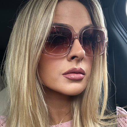Sandra Sunglasses — Light Pink Crystal + Dusk Gradient