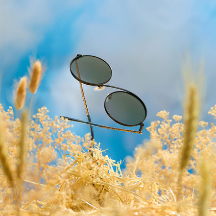 Elphaba Wire Frame Sunglasses — Black Wire + Emerald Tint Gradient
