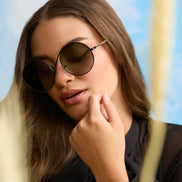 Elphaba Wire Frame Sunglasses — Black Wire + Emerald Tint Gradient