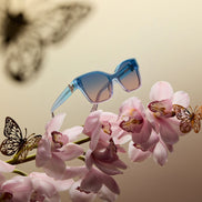 Glinda Upland Butterfly Sunglasses — Pastel Blue + Lavender + Pink Gradient