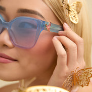 Glinda Upland Butterfly Sunglasses — Pastel Blue + Lavender + Pink Gradient