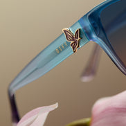 Glinda Upland Butterfly Sunglasses — Pastel Blue + Lavender + Pink Gradient