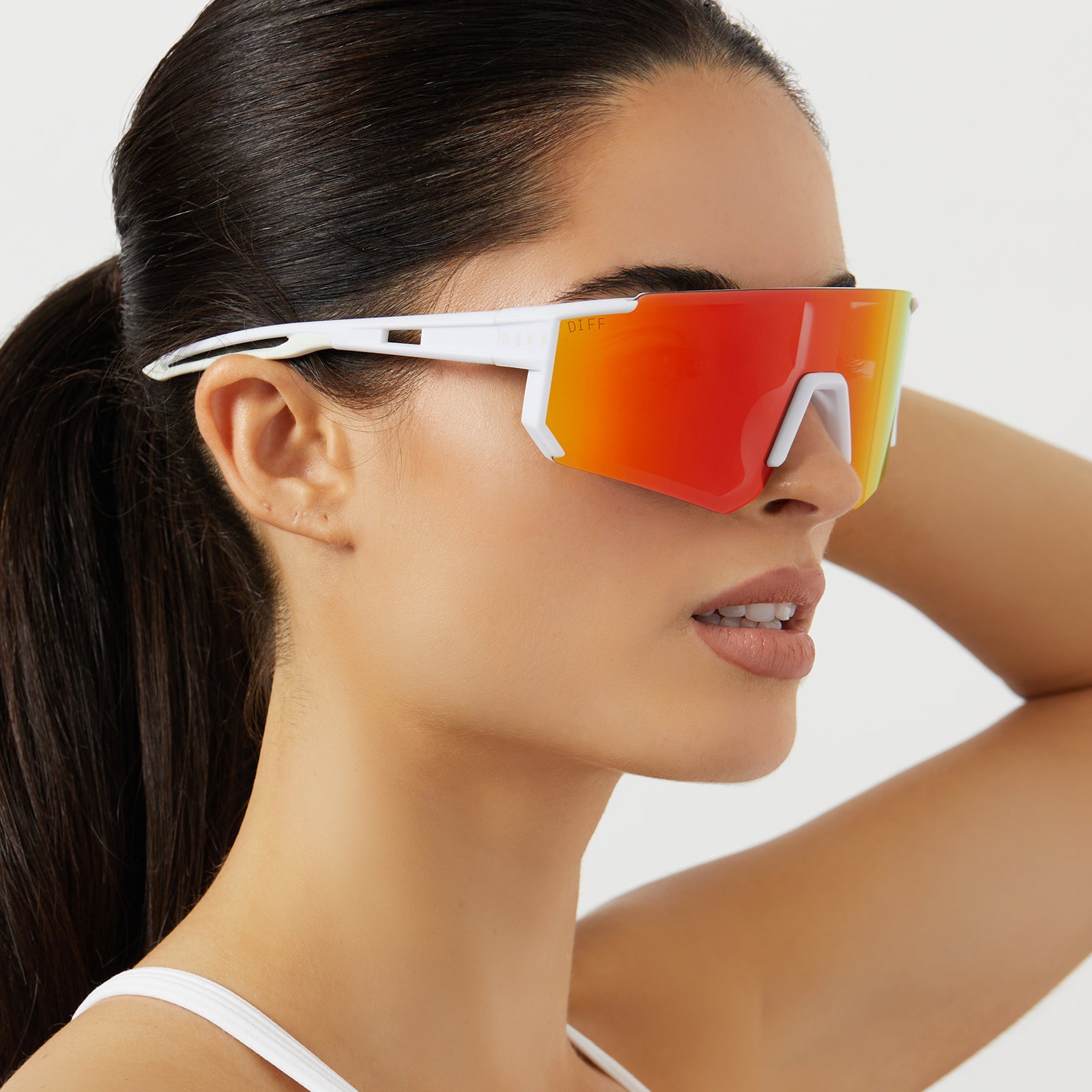 Heat Sunglasses — Matte White + Sunset Mirror Polarized