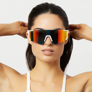 Heat Sunglasses — Matte White + Sunset Mirror Polarized