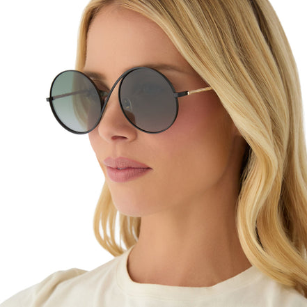 Elphaba Wire Frame Sunglasses — Black Wire + Emerald Tint Gradient