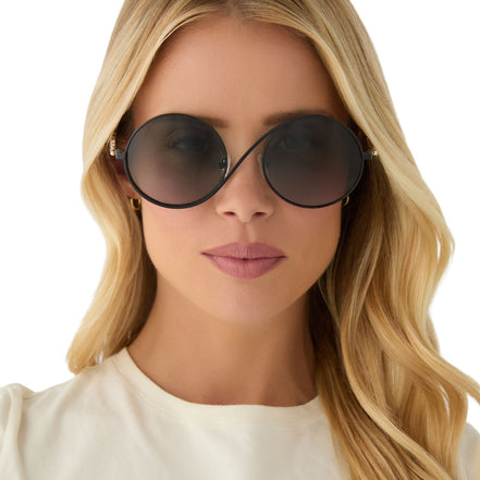 Elphaba Wire Frame Sunglasses — Black Wire + Emerald Tint Gradient