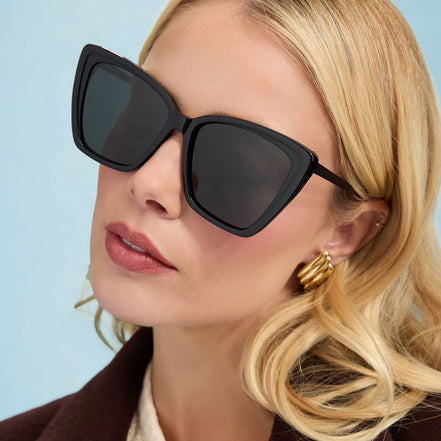 Becky II Sunglasses — Black + Dark Smoke Polarized