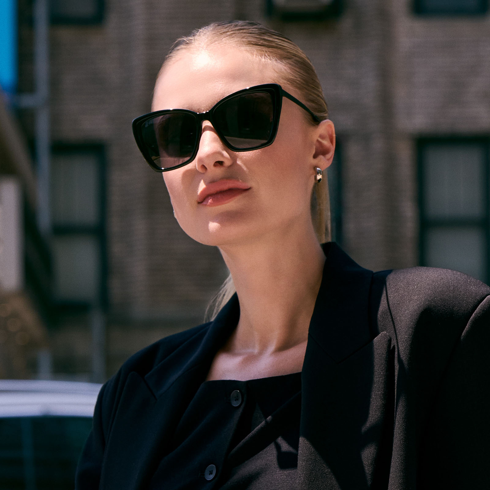 Becky II Sunglasses — Black + Dark Smoke Polarized
