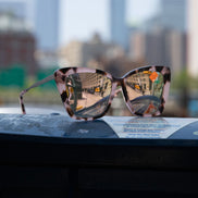 Becky II Sunglasses — Himalayan Tortoise + Taupe Mirror Polarized