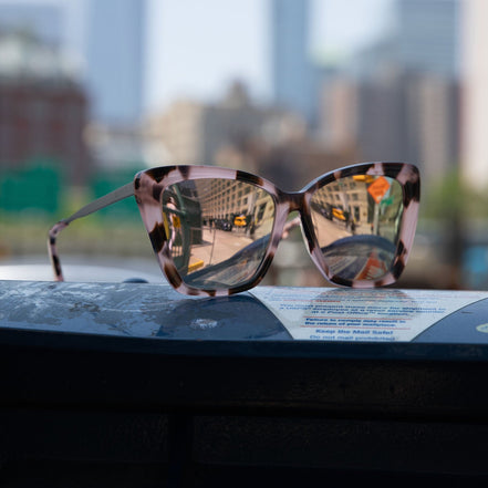 Becky II Sunglasses — Himalayan Tortoise + Taupe Mirror Polarized