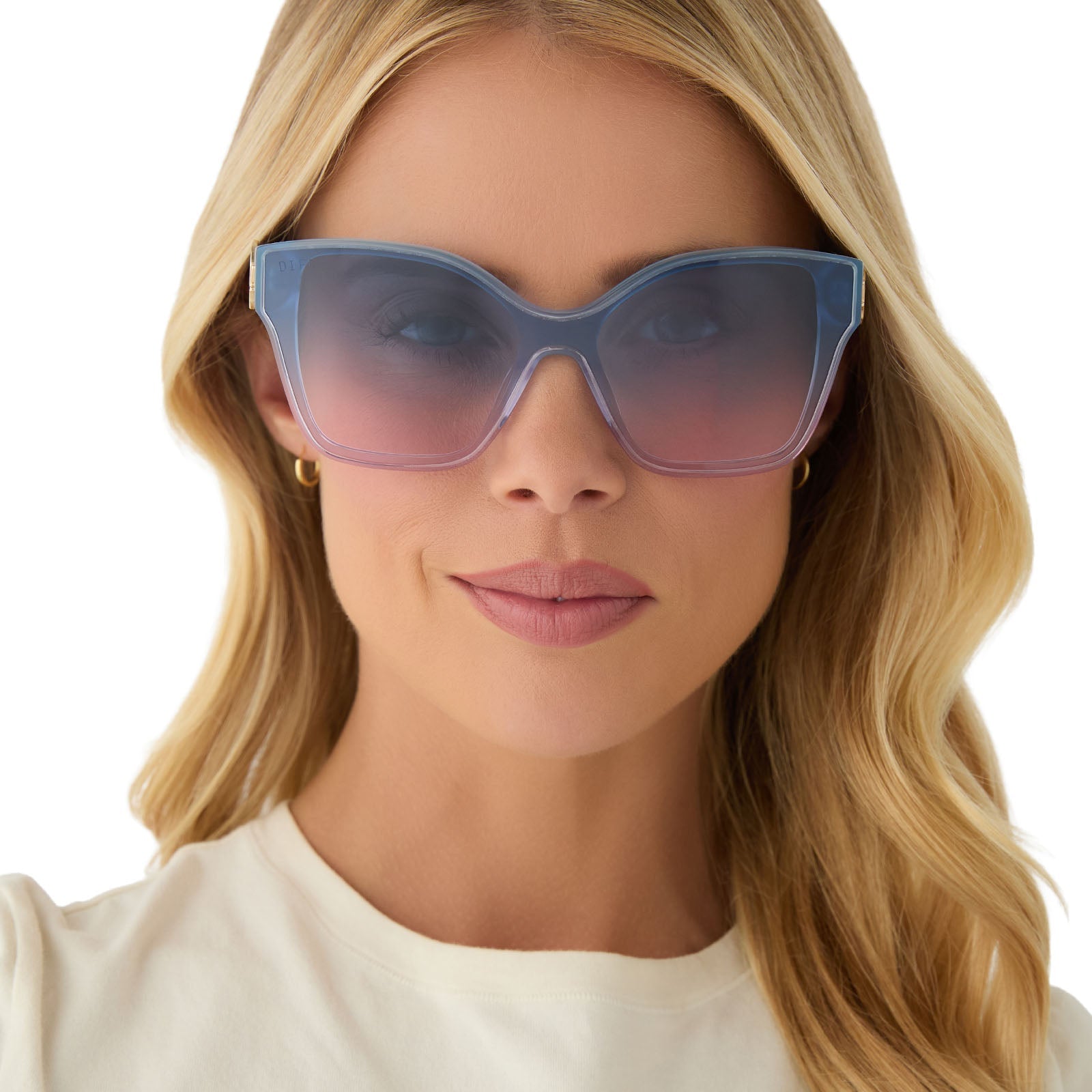 Glinda Upland Butterfly Sunglasses — Pastel Blue + Lavender + Pink Gradient