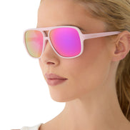 Hangtime Sunglasses — Matte Baby Pink + Pink Rush Mirror Polarized