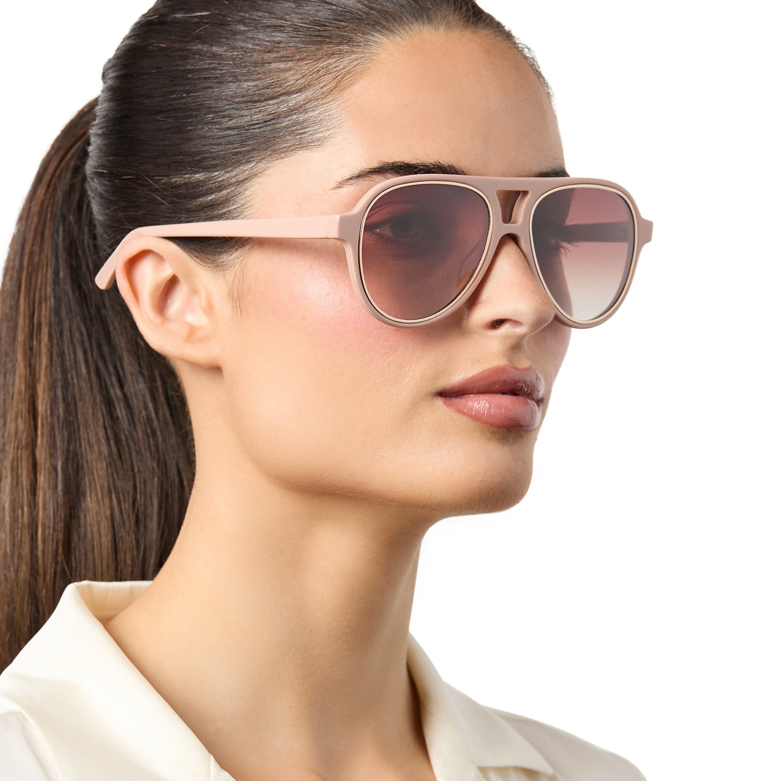 Pia Sunglasses — Nude + Brown Gradient Polarized