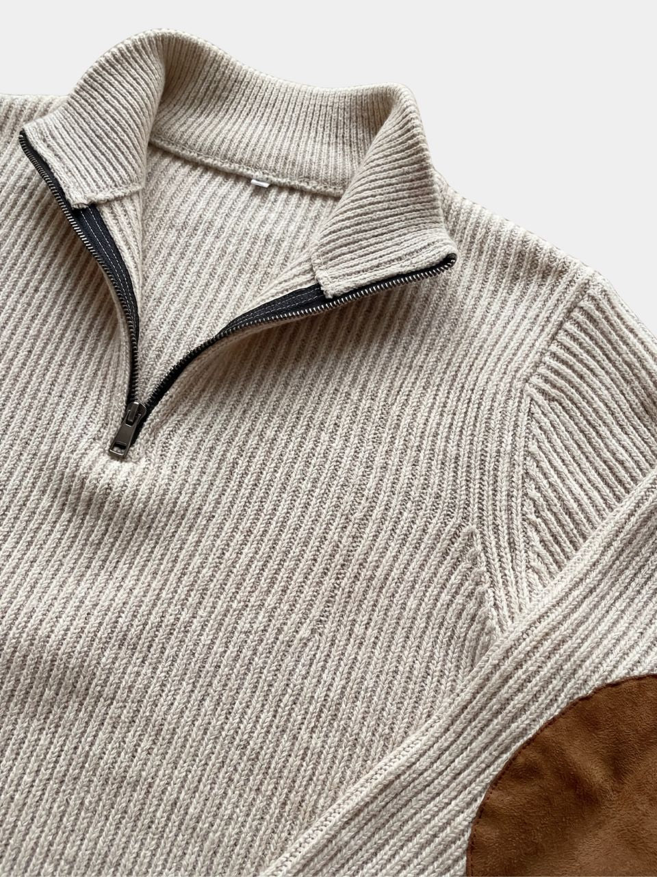 High Collar Quarter Zip Corduroy Pullover