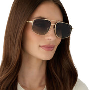 Charley Sunglasses — Brushed Gold + Aloe Green Gradient