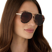 Joey Sunglasses — Espresso Tortoise + Gold + Brown Gradient Polarized