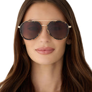 Joey Sunglasses — Espresso Tortoise + Gold + Brown Gradient Polarized