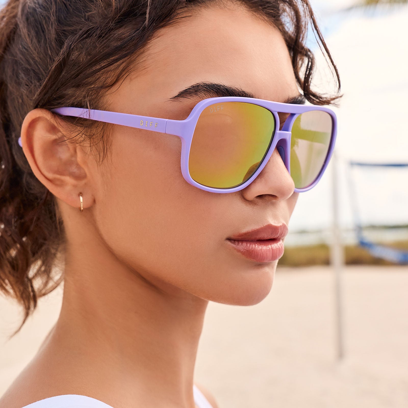 Hangtime Sunglasses — Matte Lavender + Sherbet Mirror Polarized