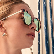 Becky II Sunglasses — Himalayan Tortoise + Taupe Mirror Polarized