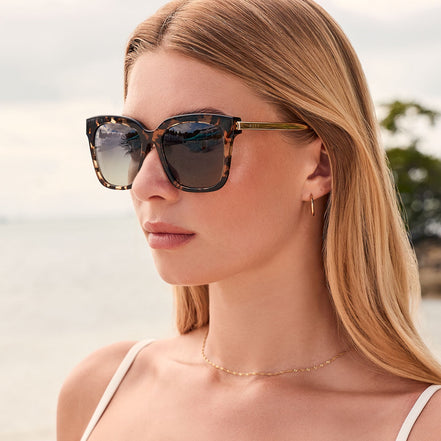 Bella Sunglasses — Espresso Tortoise + Grey Gradient Polarized