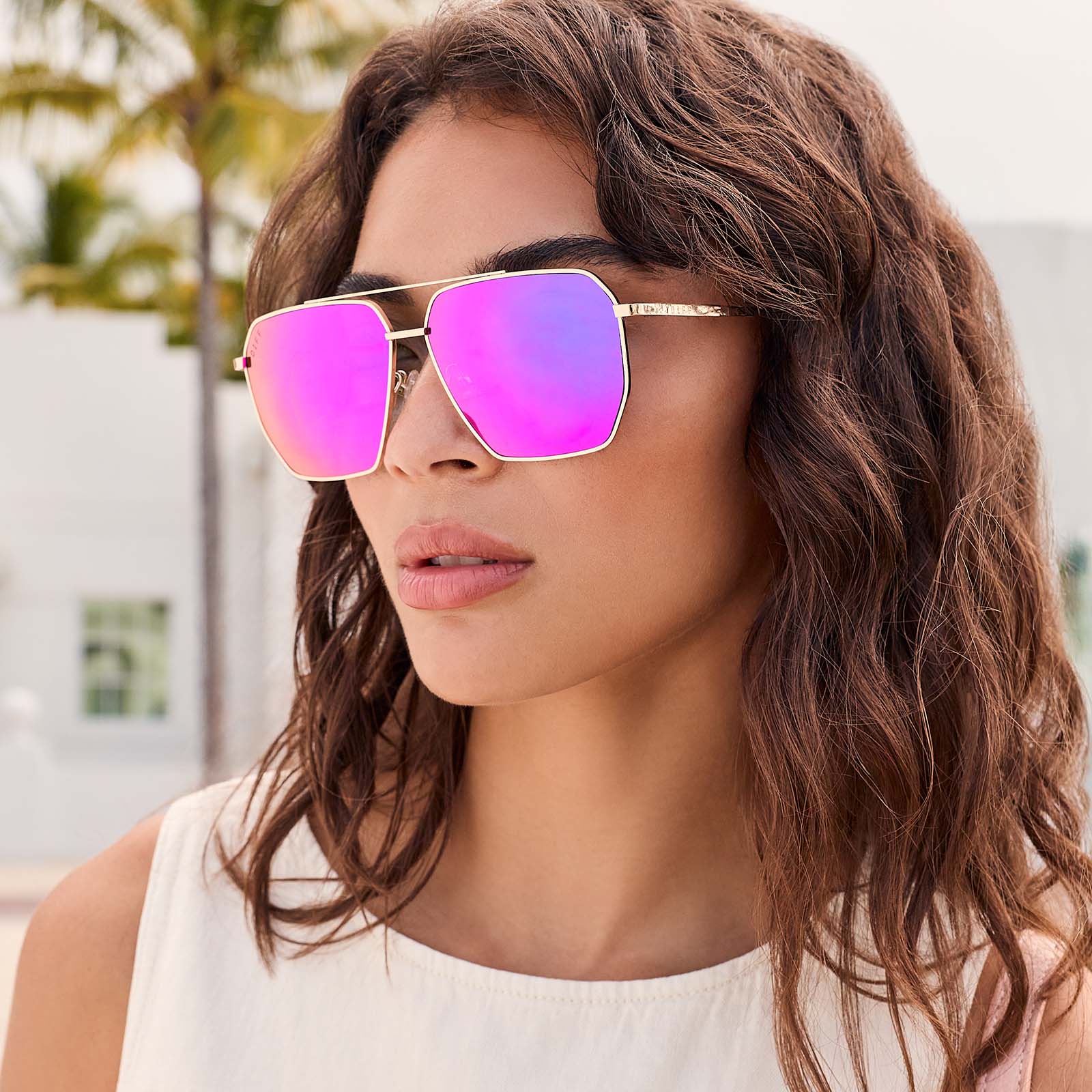 Berkely Sunglasses — Gold + Pink Rush Mirror