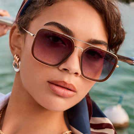 Jordan Sunglasses — Whiskey + Gold + Grey Gradient