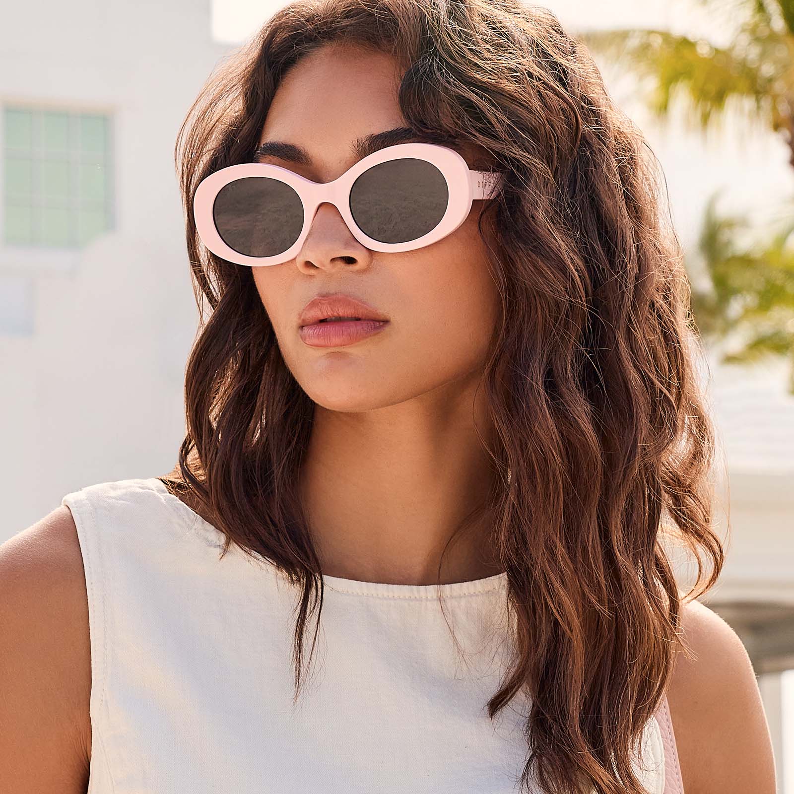 Lainey Sunglasses — Powder Pink + Grey Polarized