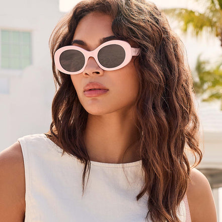 Lainey Sunglasses — Powder Pink + Grey Polarized