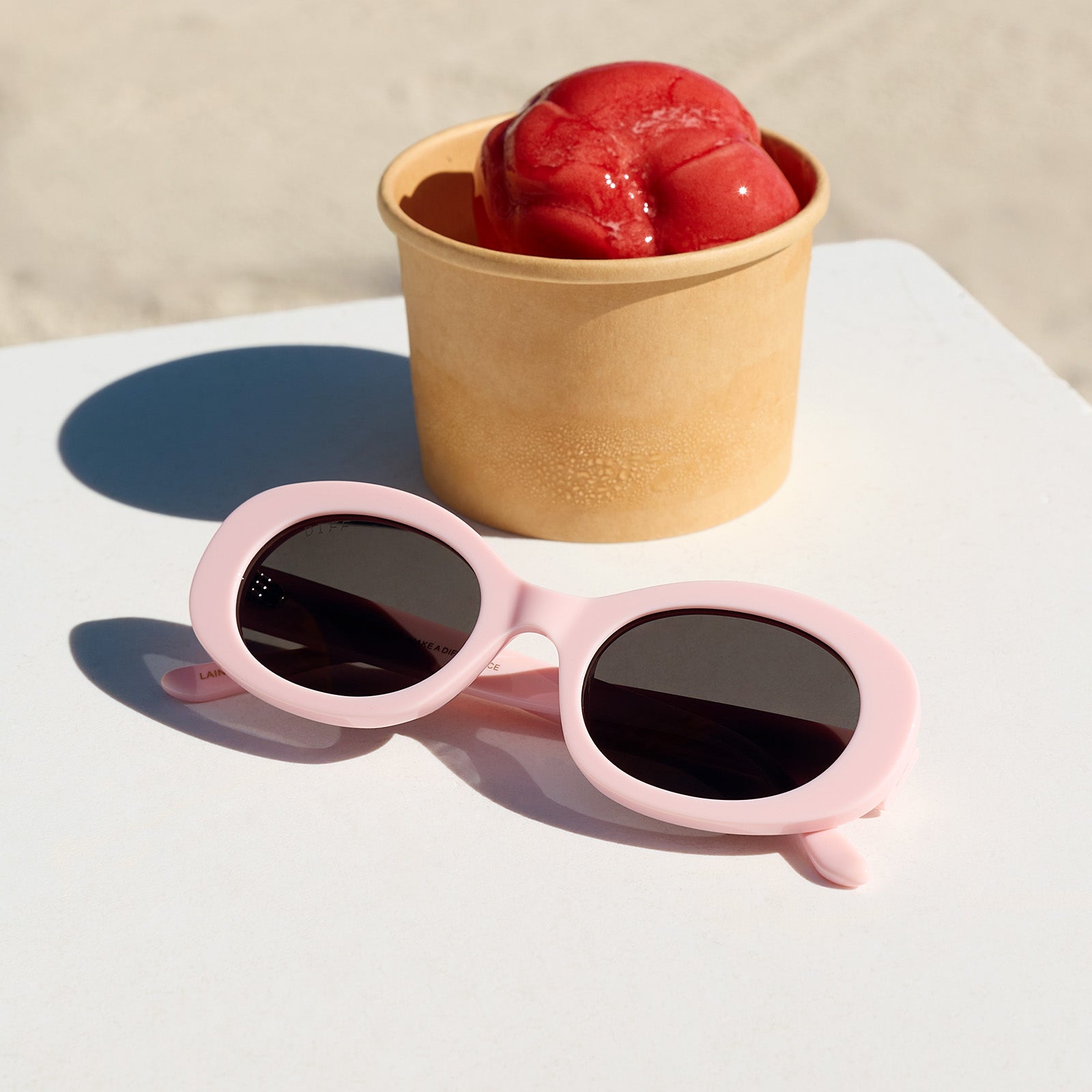 Lainey Sunglasses — Powder Pink + Grey Polarized