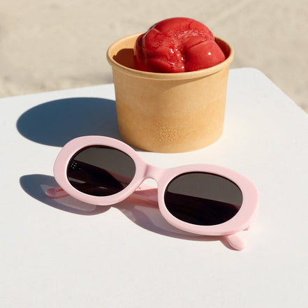 Lainey Sunglasses — Powder Pink + Grey Polarized